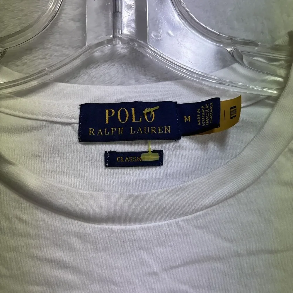 POLO RALPH LAUREN Men's White Classic Fit Graphic Logo Jersey T-Shirt M